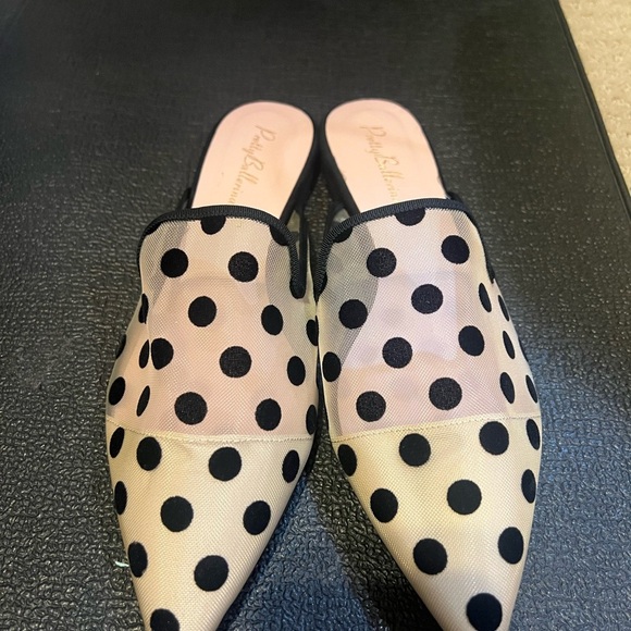 Pretty Ballerinas Cream and Black Polka Dot Mules - Picture 3 of 4